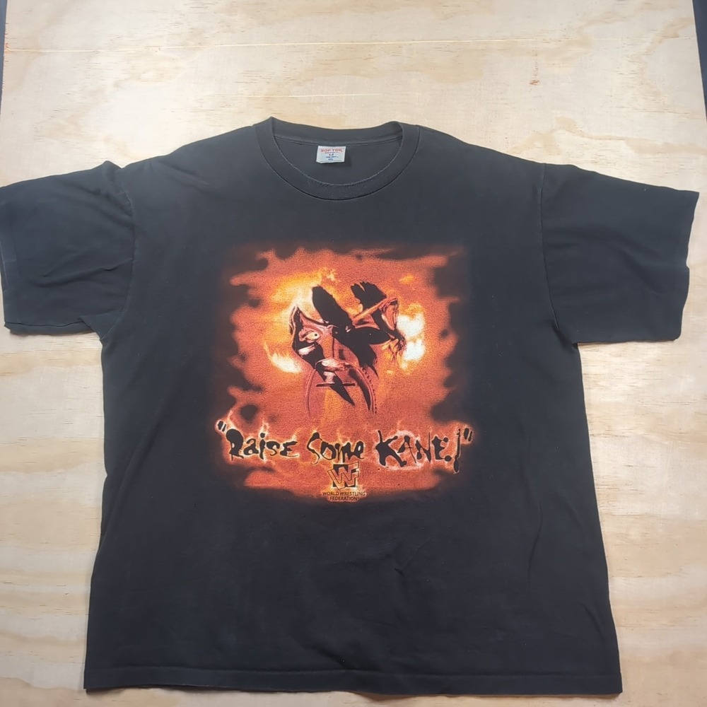 Vintage RARE 90s WWF "Raise Some Kane" Shirt Sof Tee USA Size 2XL Single Stitch
